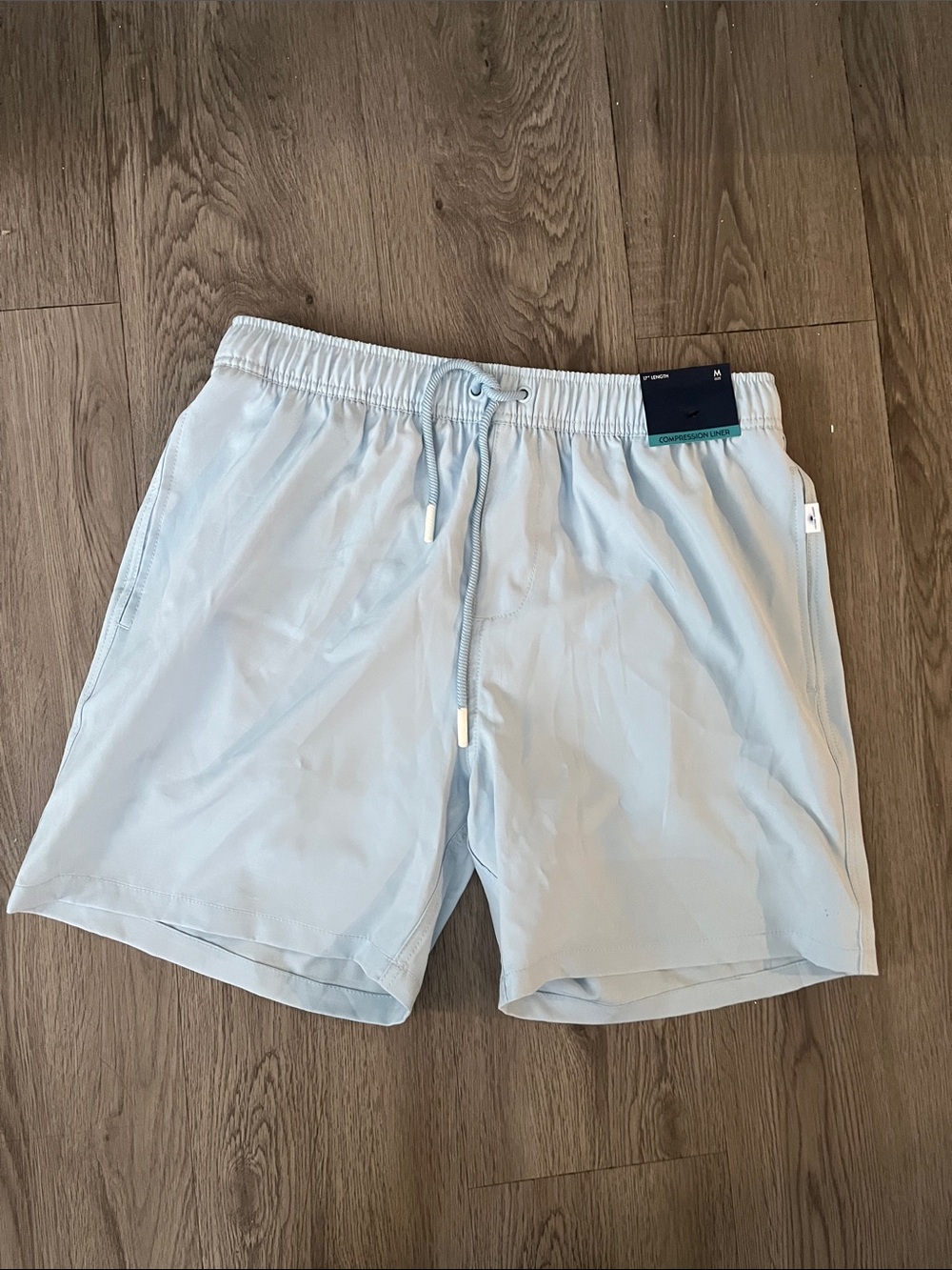 Vintage Summer Light Blue Performance Drawstring Shorts